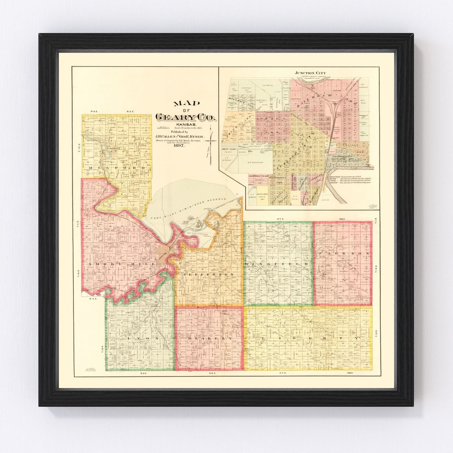 Vintage map of Geary County, Kansas, 1897