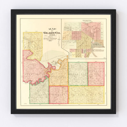 Vintage map of Geary County, Kansas, 1897