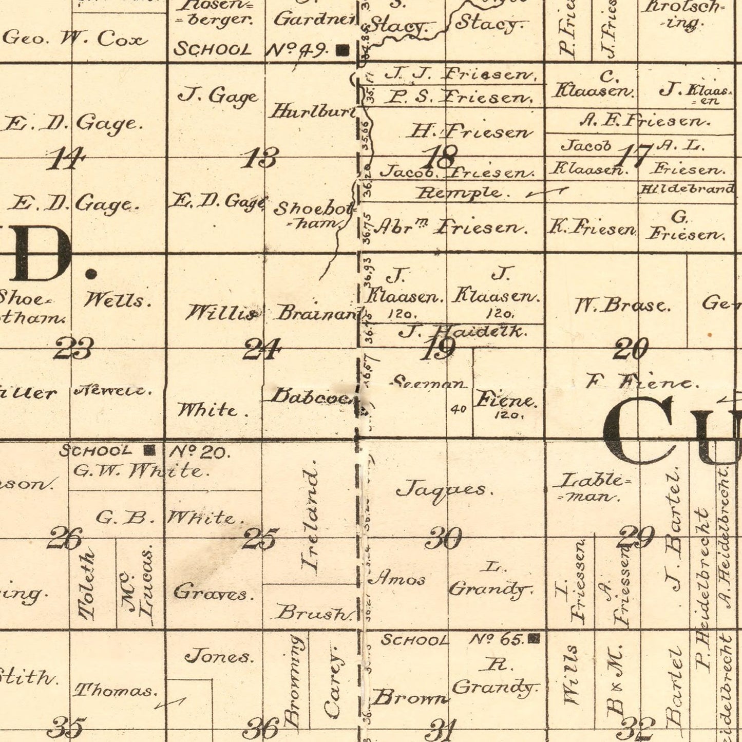 Vintage Map of Jefferson County, Nebraska, 1889