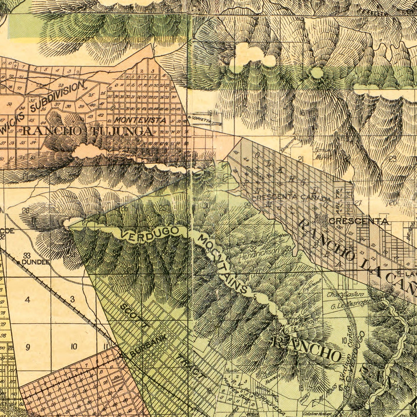 Vintage Map of Los Angeles County, California, 1898