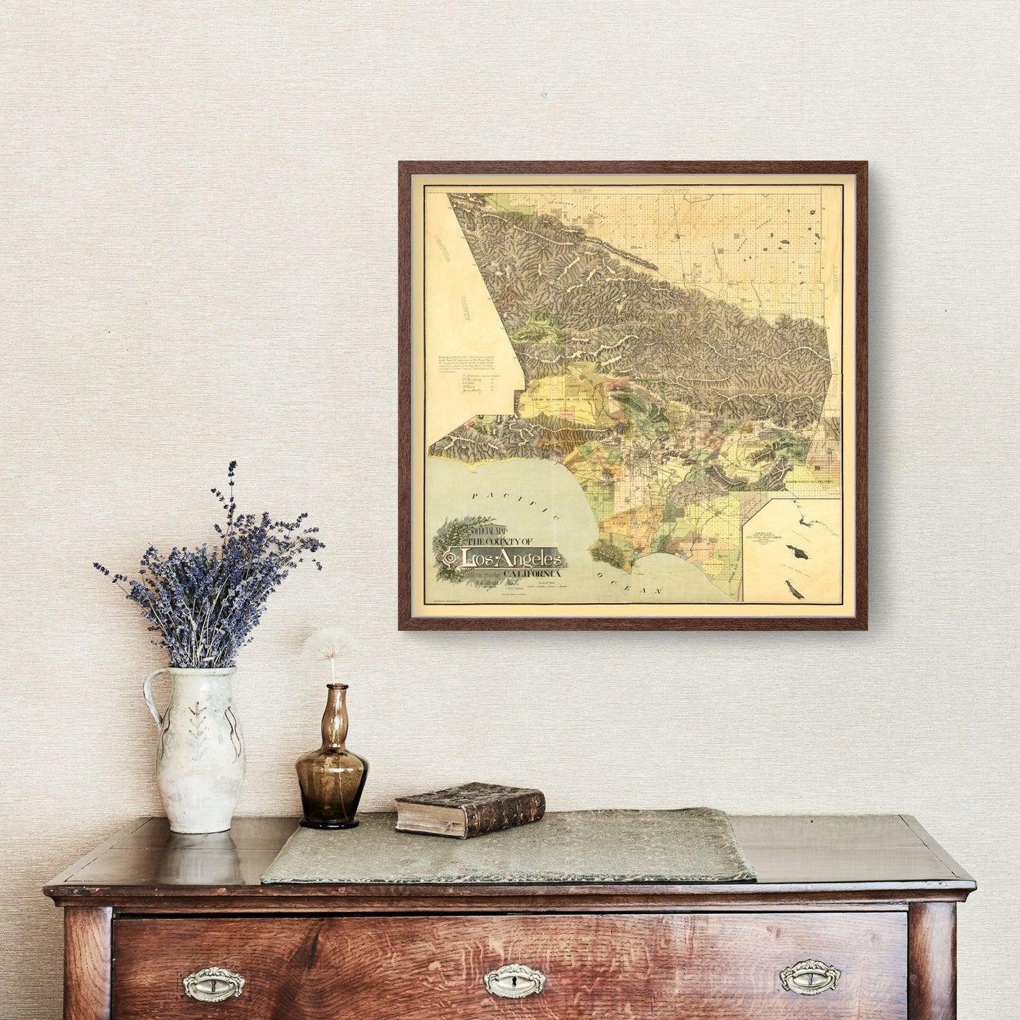 Vintage Map of Los Angeles County, California, 1898