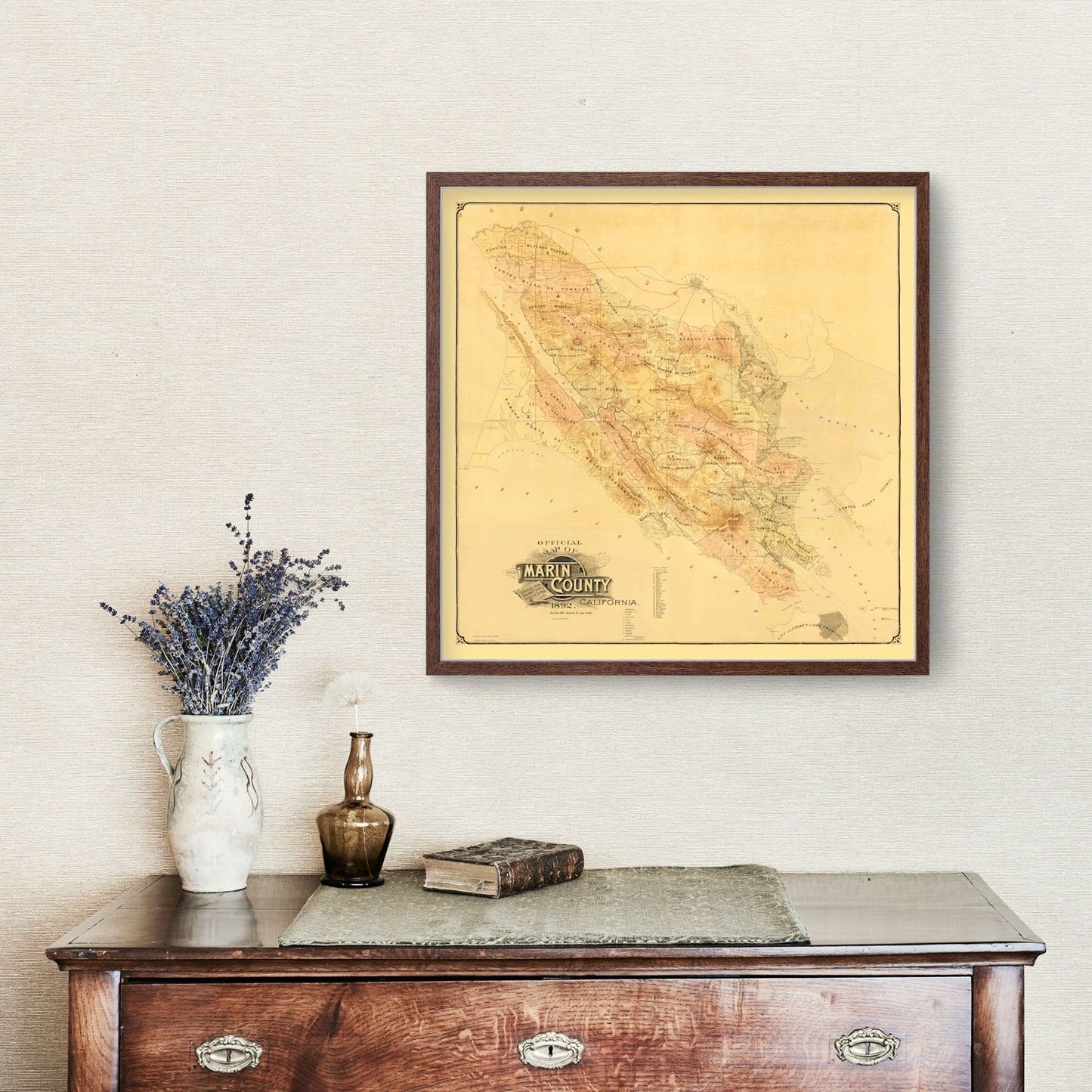 Vintage Map of Marin County, California, 1892