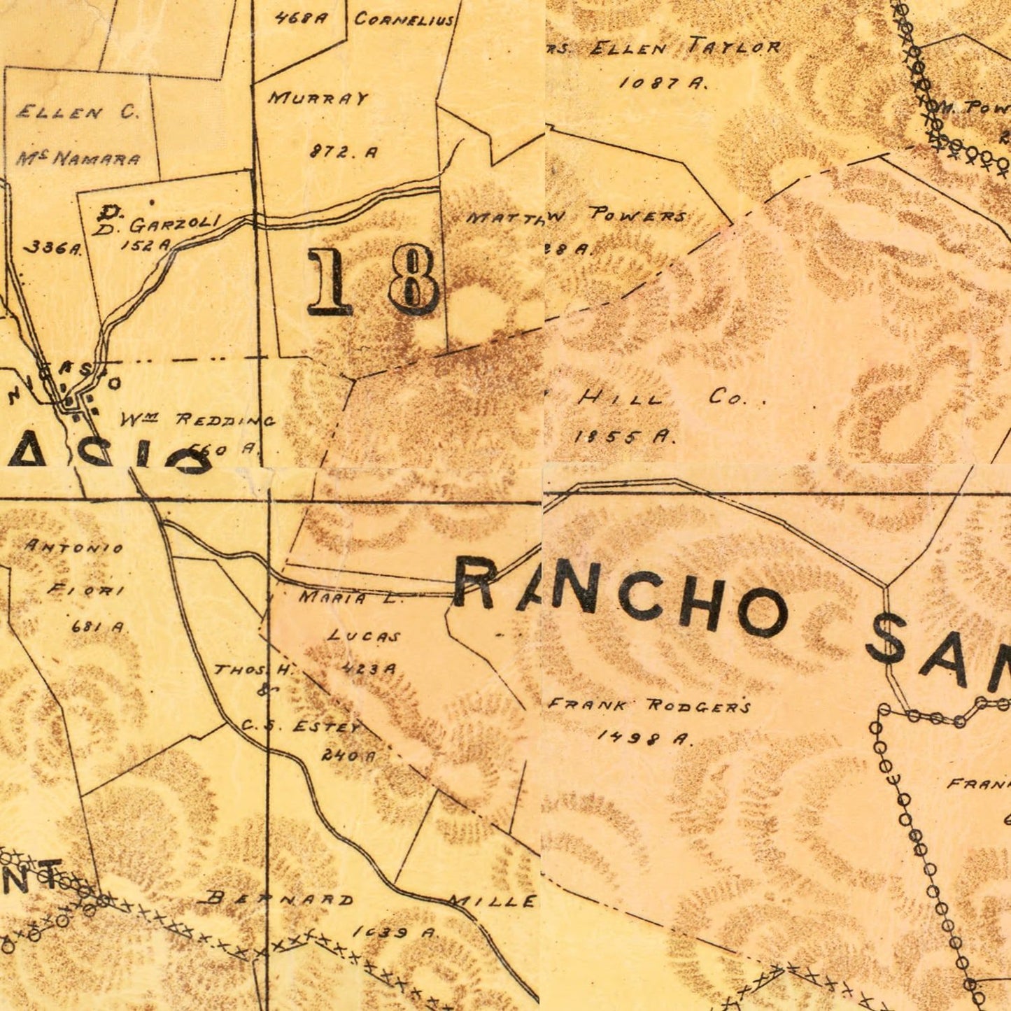Vintage Map of Marin County, California, 1892