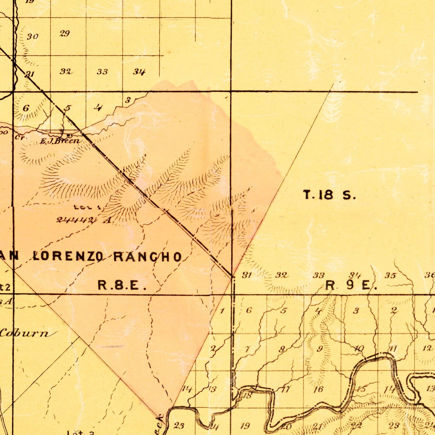 Vintage Map of Monterey County, California, 1877