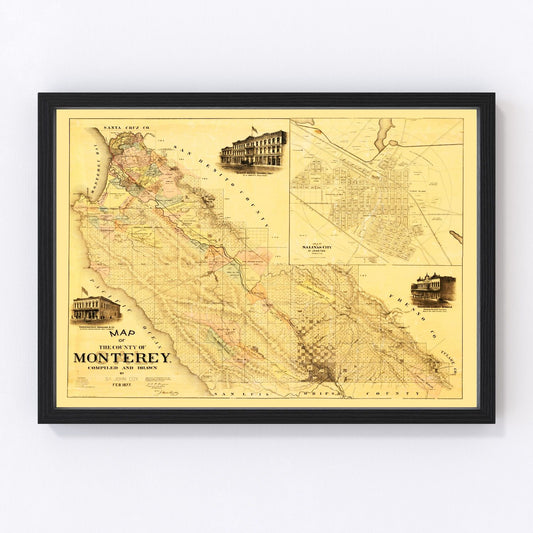 Vintage map of Monterey County, California, 1877