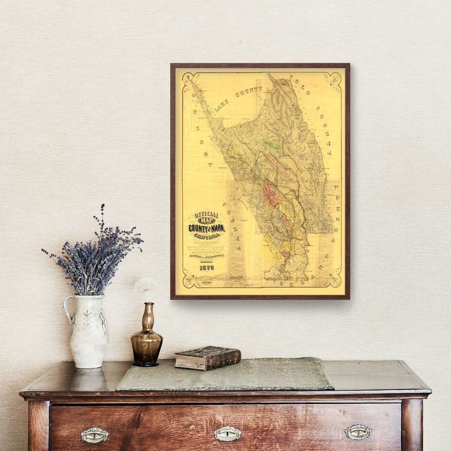 Vintage Map of Napa County, California, 1876
