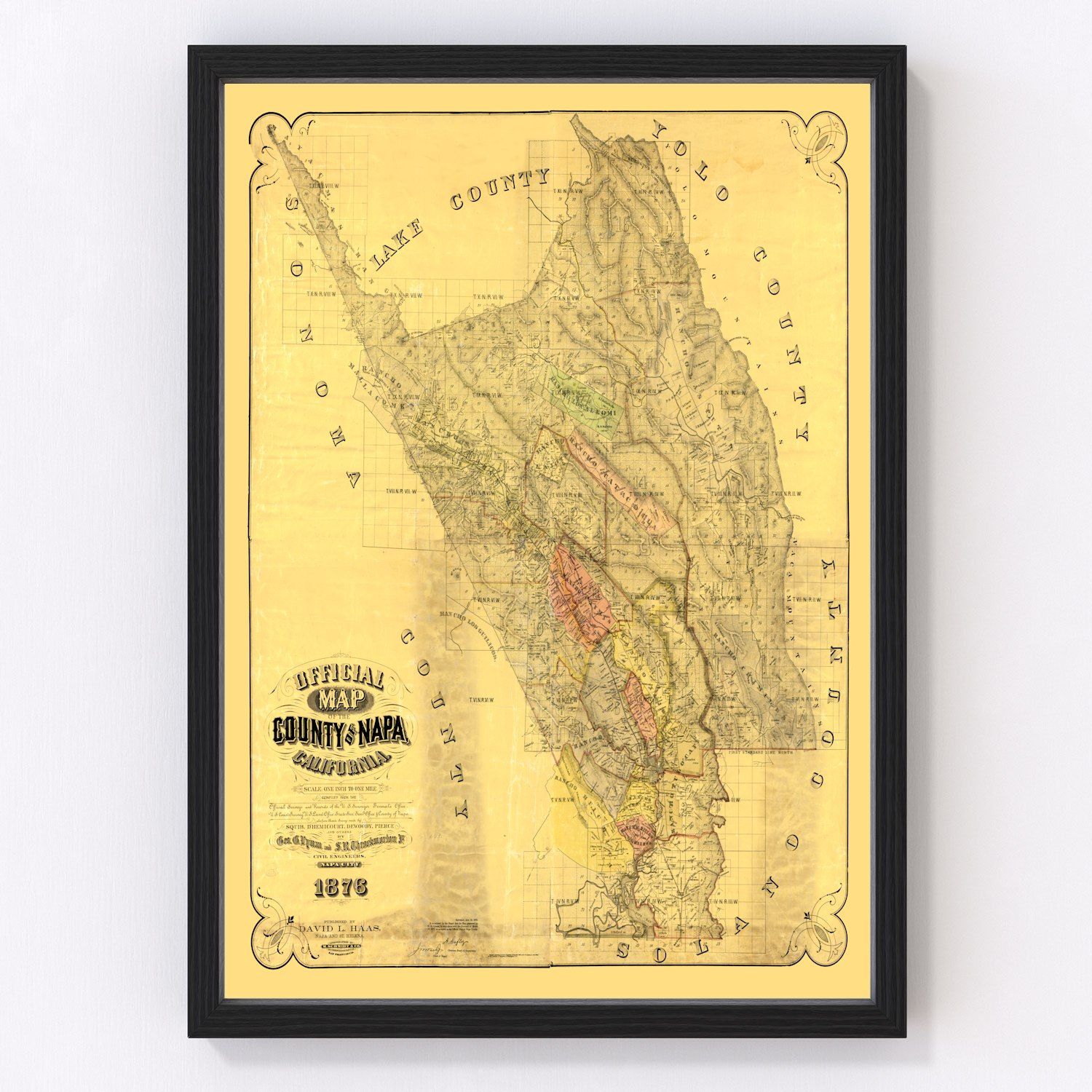 Vintage map of Napa County, California, 1876