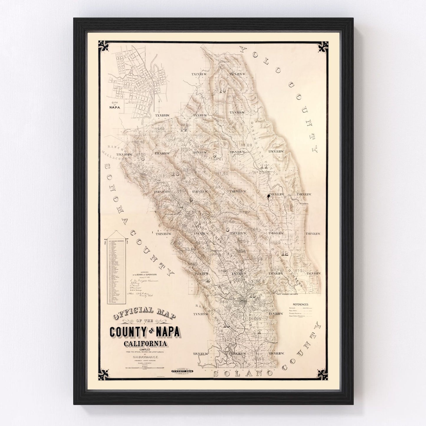 Vintage map of Napa County, California, 1895