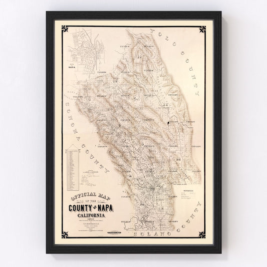 Vintage map of Napa County, California, 1895