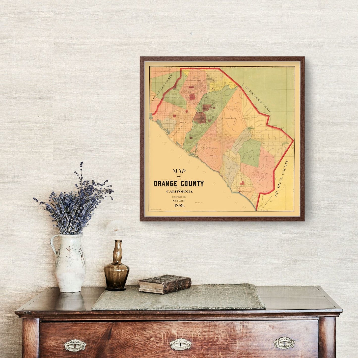 Vintage Map of Orange County, California, 1889