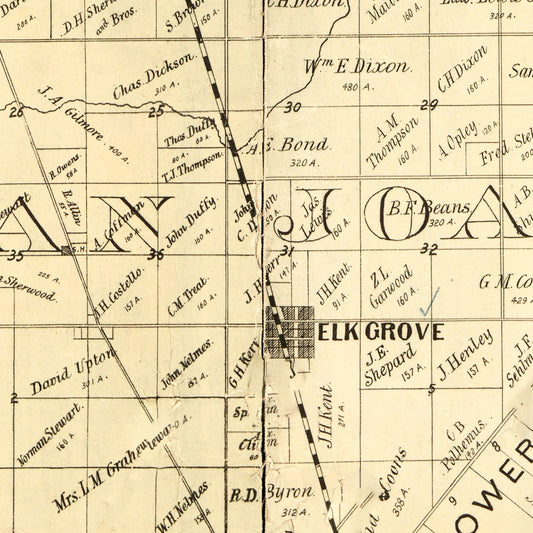 Vintage Map of Sacramento County, California, 1885