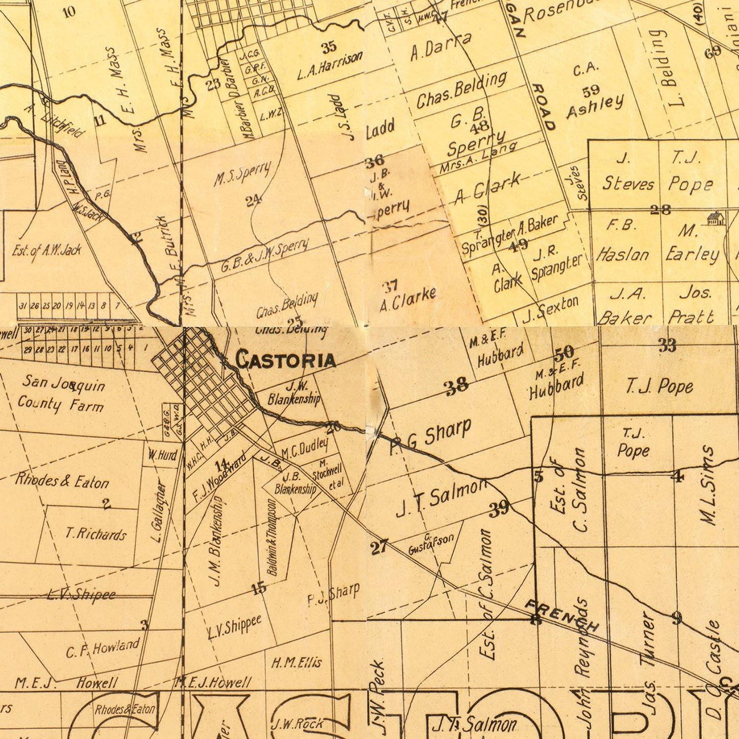 Vintage Map of San Joaquin County, California, 1894
