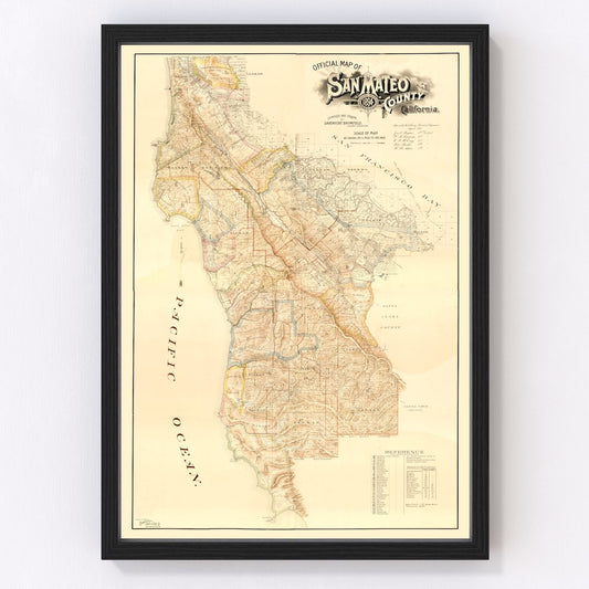 Vintage map of San Mateo County, California, 1894