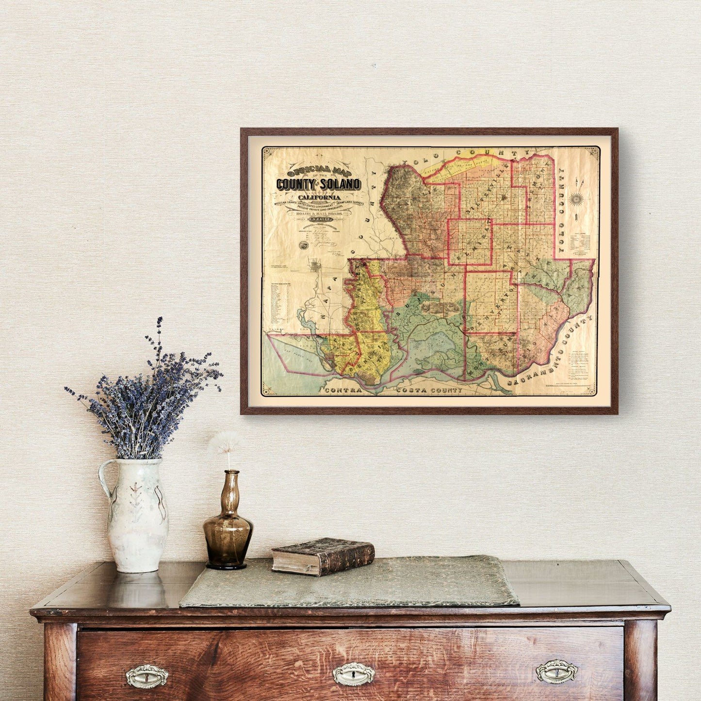 Vintage Map of Solano County, California, 1890