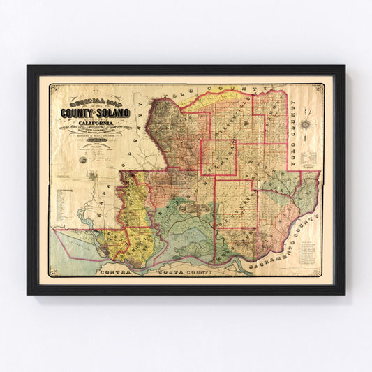 vintage map of Solano County, California, 1890