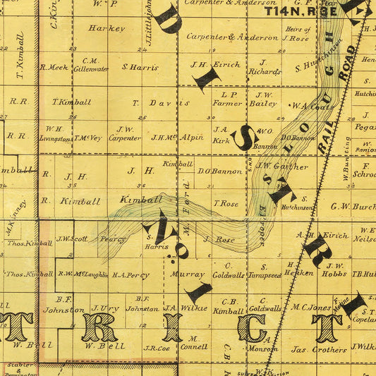 Vintage Map of Sutter County, California, 1873