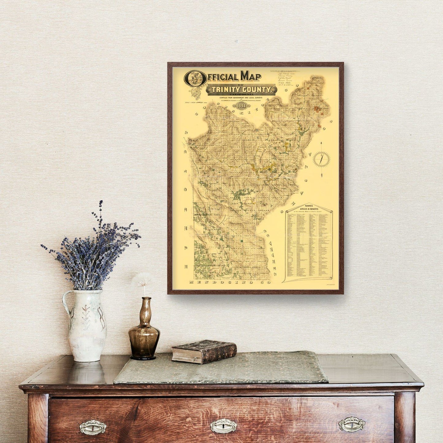 Vintage Map of Trinity County, California, 1894