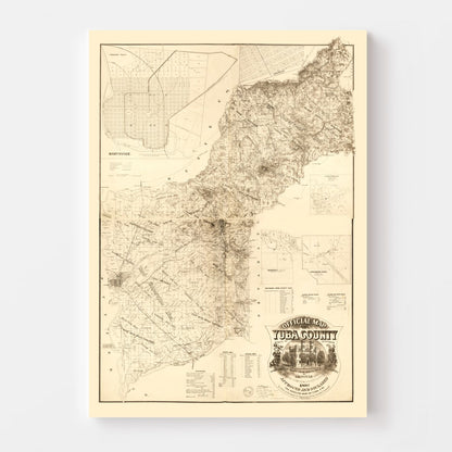Vintage Map of Yuba County, California, 1887