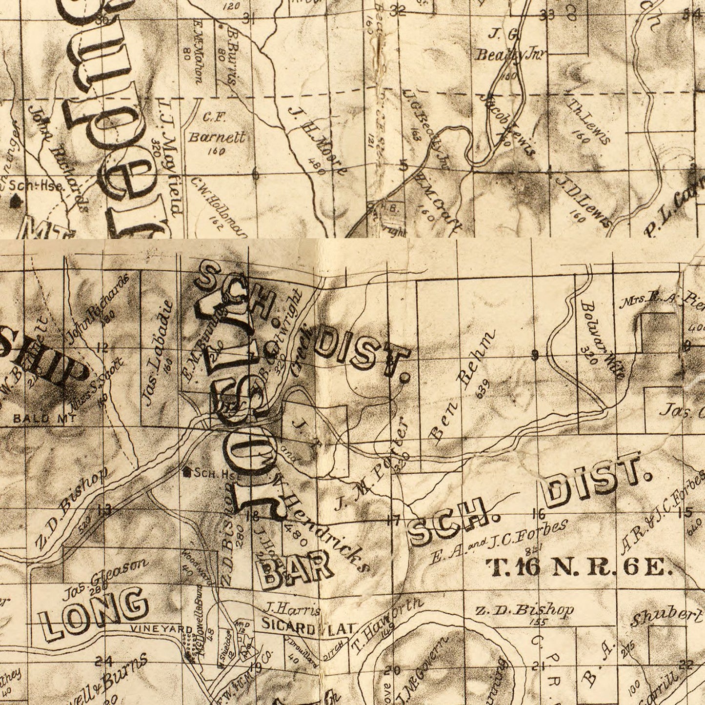 Vintage Map of Yuba County, California, 1887