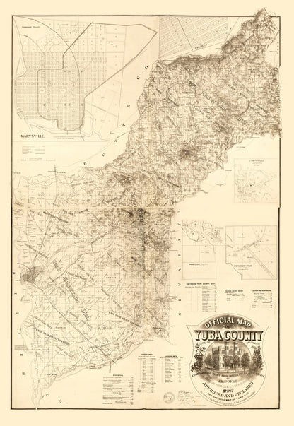 Vintage Map of Yuba County, California, 1887