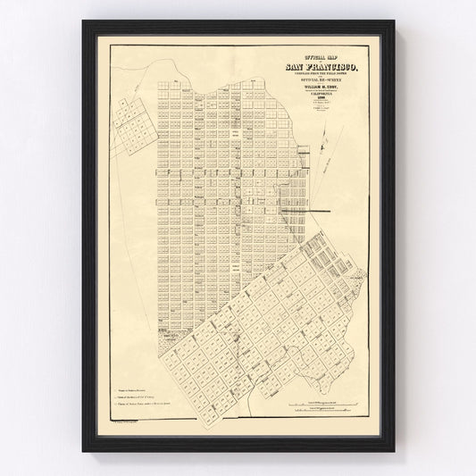 vintage map of San Francisco, California, 1849