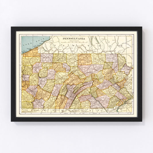 vintage map of Pennsylvania, 1903