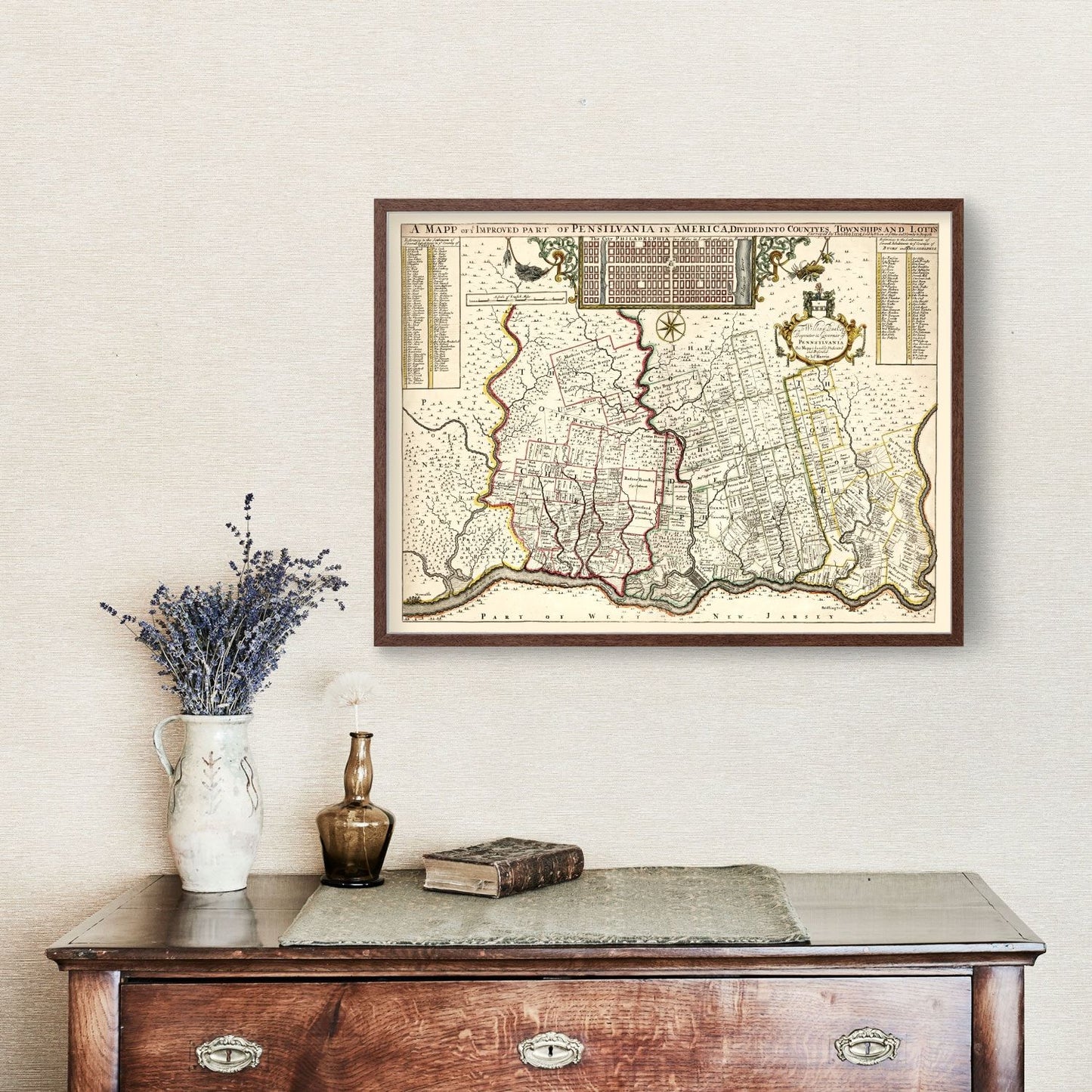 Vintage Map of Pennsylvania, 1687