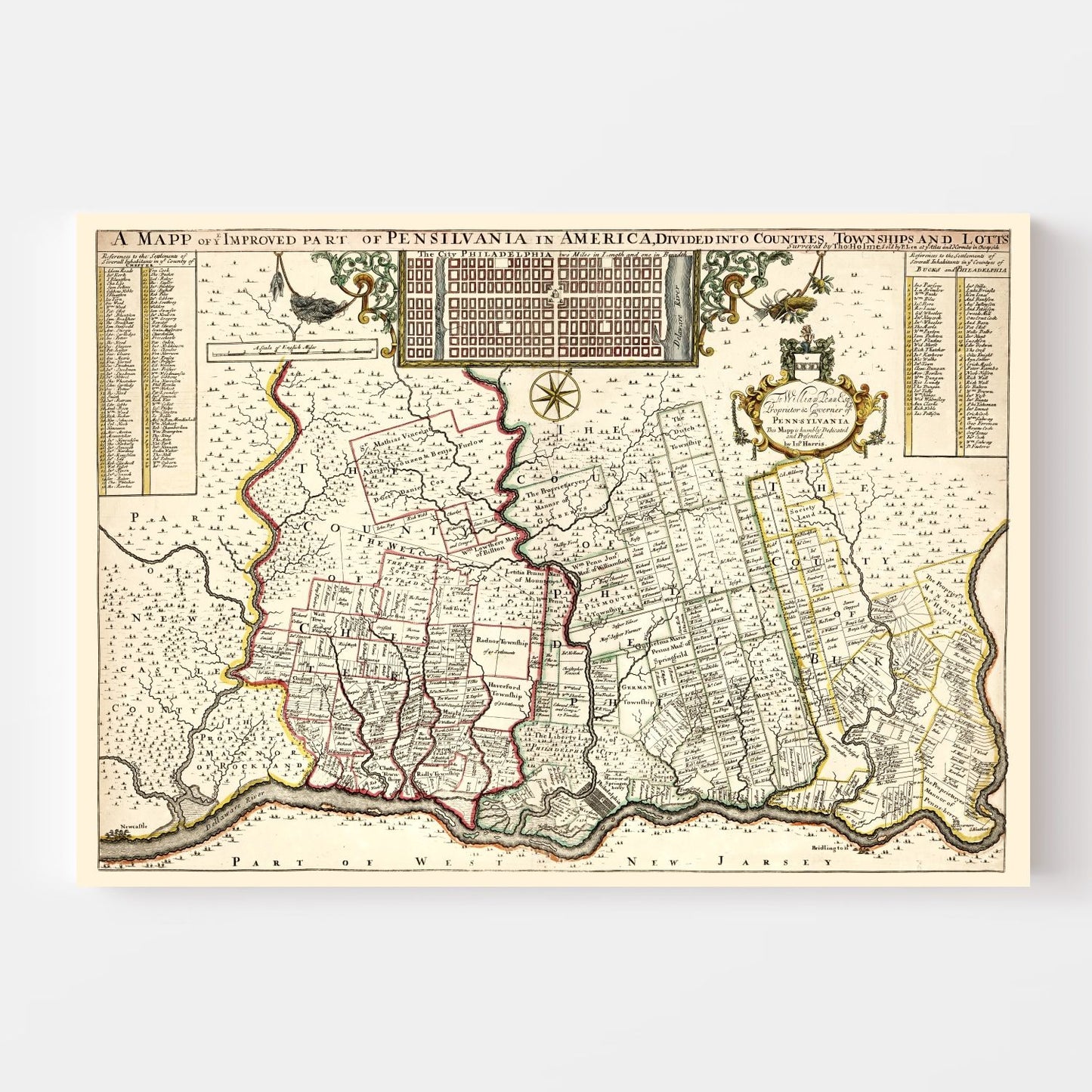 Vintage Map of Pennsylvania, 1687