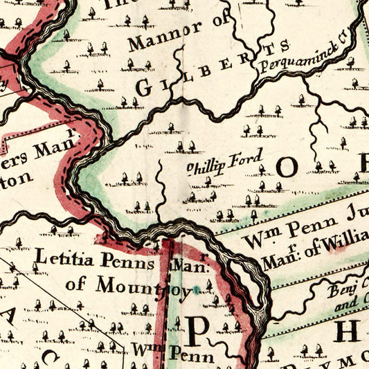Vintage Map of Pennsylvania, 1687