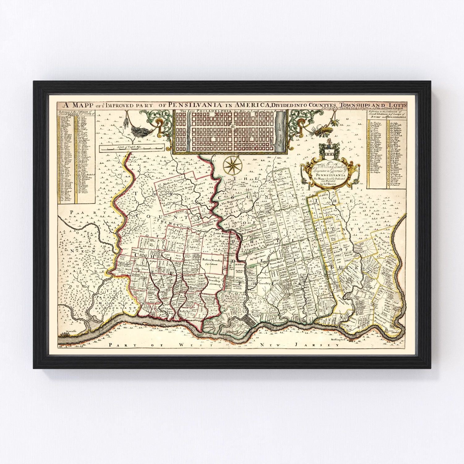 Vintage map of Pennsylvania, 1687