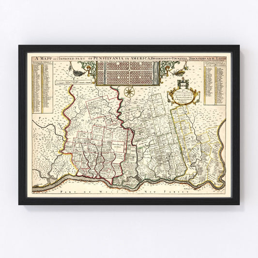 Vintage map of Pennsylvania, 1687