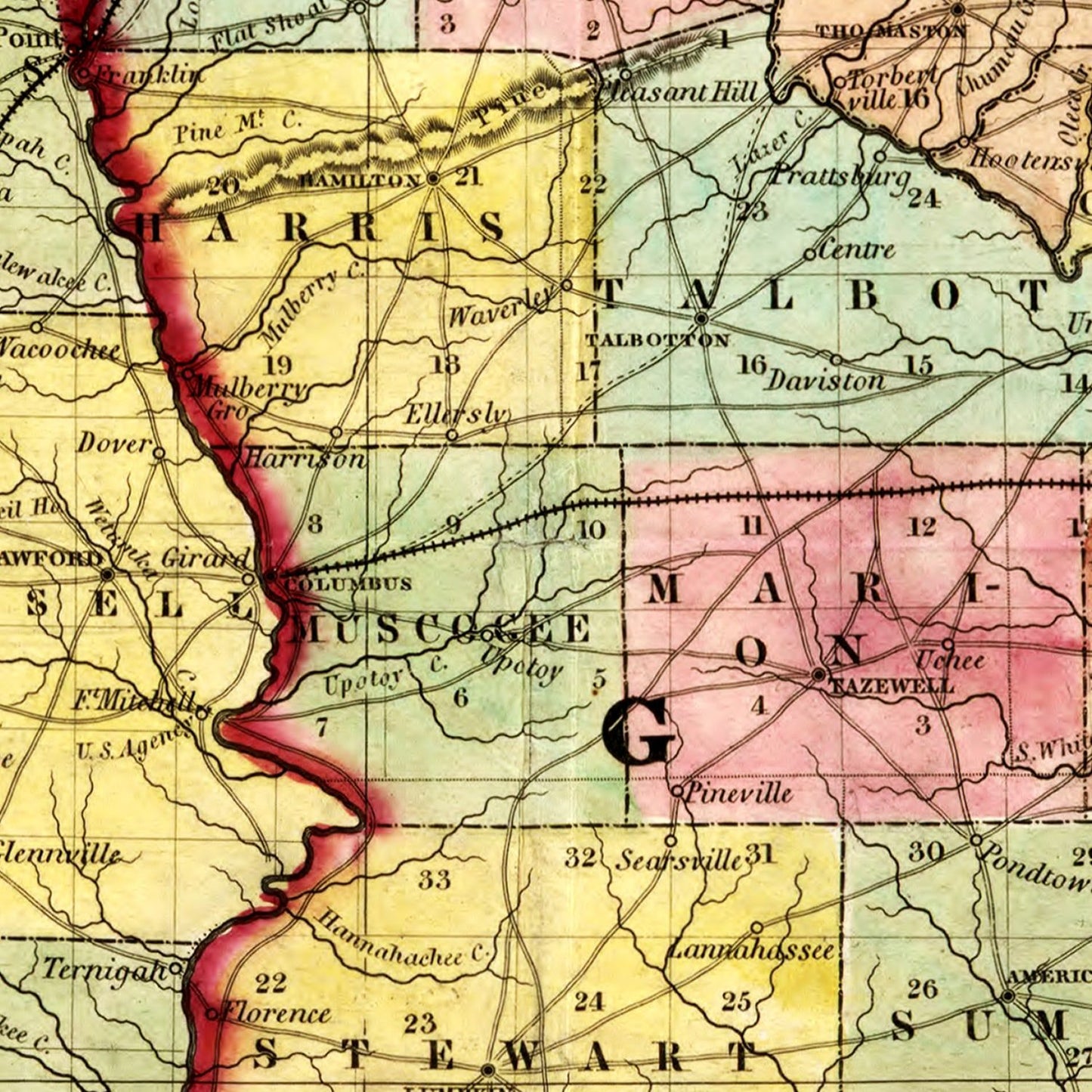 Vintage Map of Alabama, 1853
