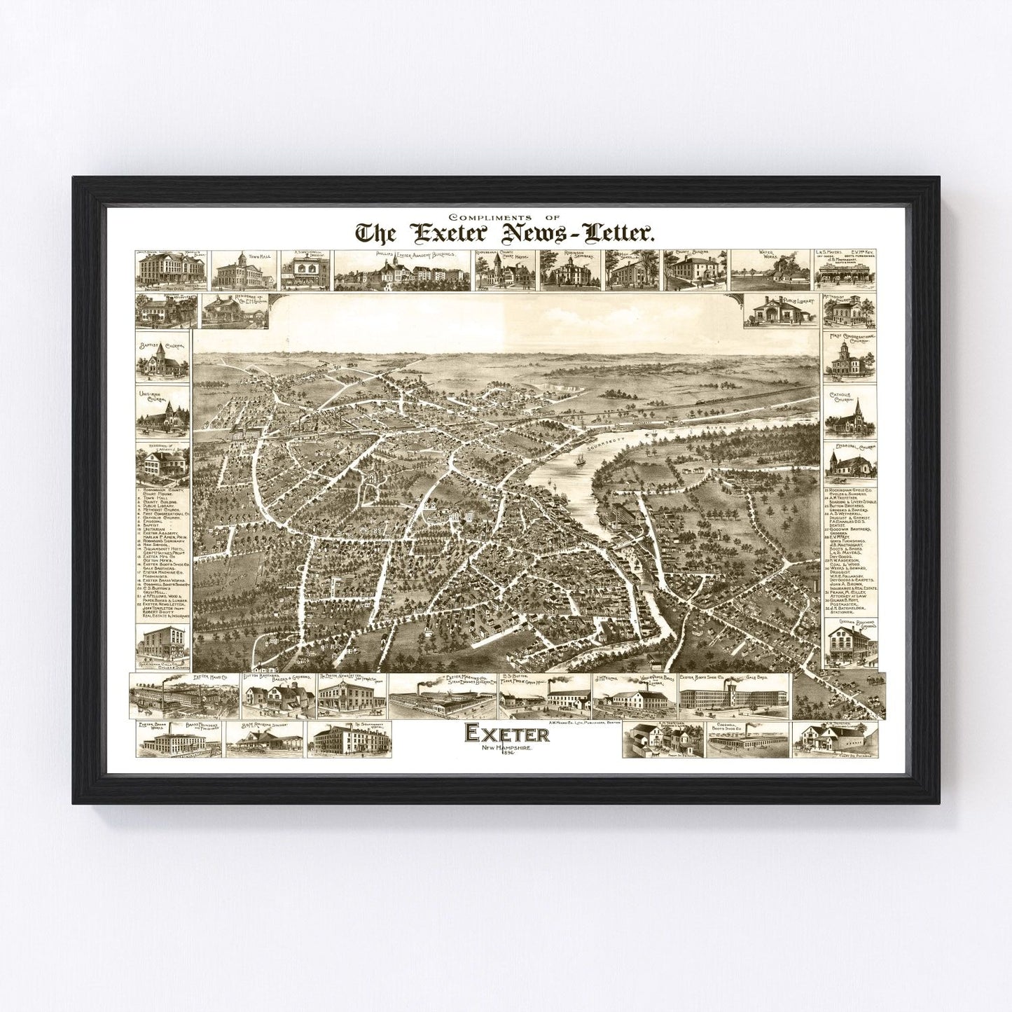 vintage map of Exeter, New Hampshire, 1877
