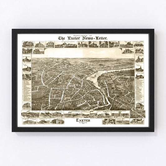vintage map of Exeter, New Hampshire, 1877