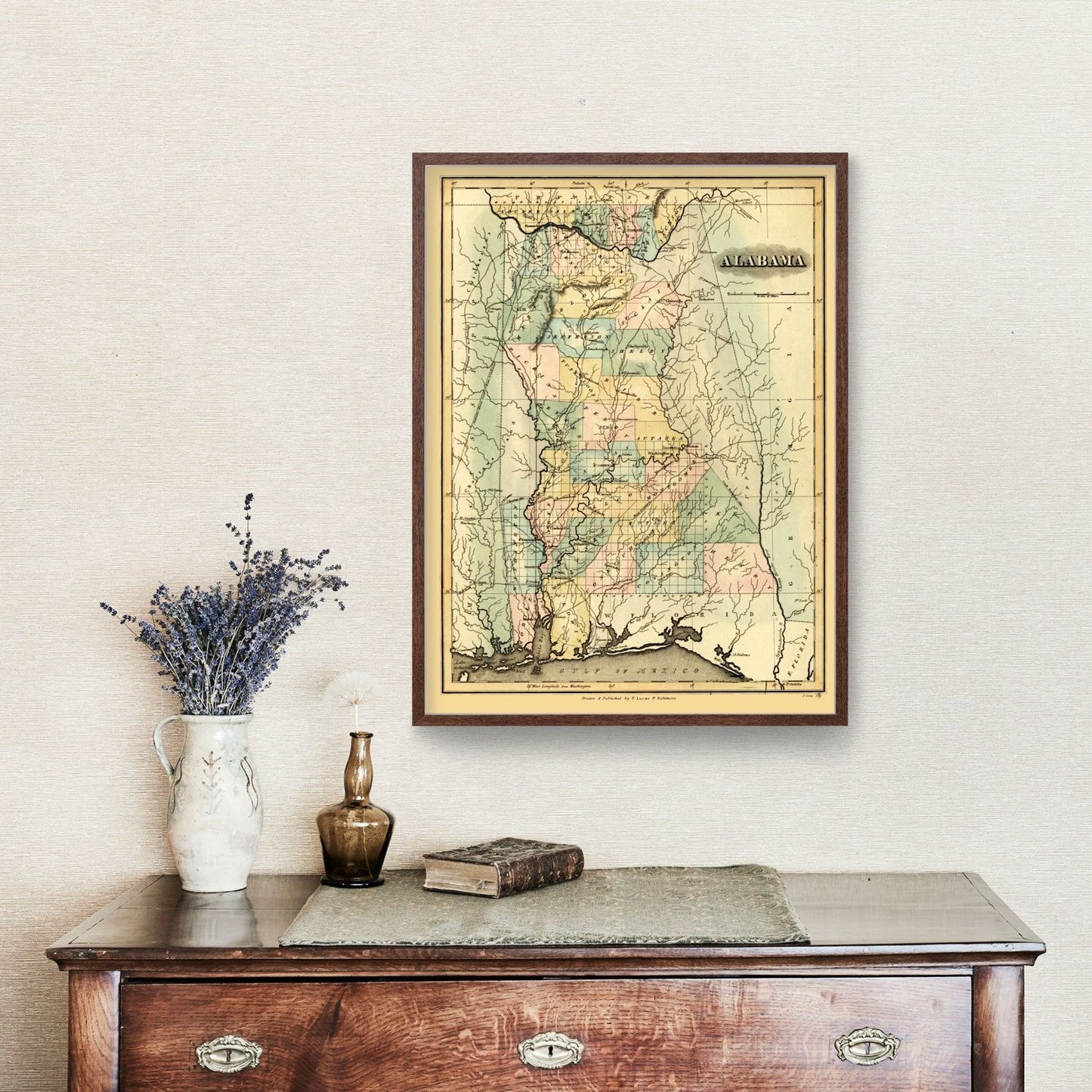 Vintage Map of Alabama, 1826