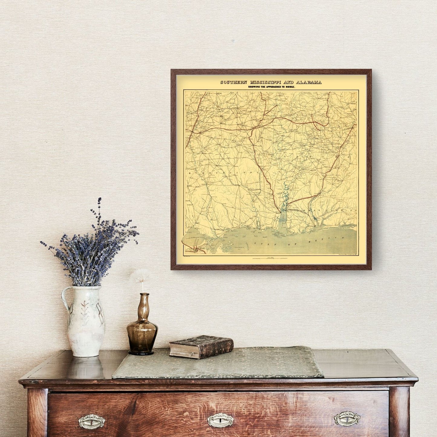 Vintage Map of Alabama, 1863