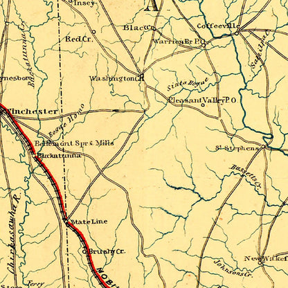 Vintage Map of Alabama, 1863