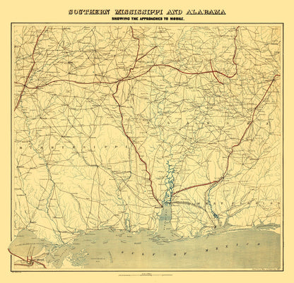 Vintage Map of Alabama, 1863