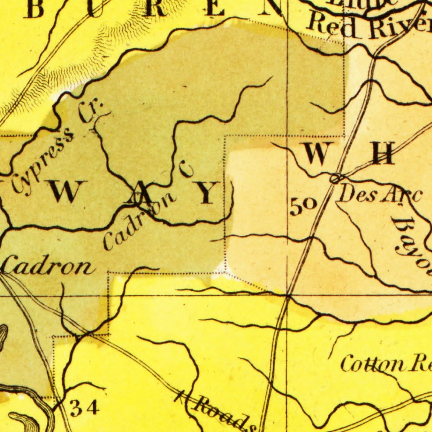 Vintage Map of Arkansas, 1847
