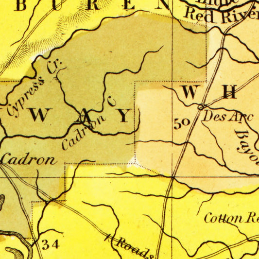 Vintage Map of Arkansas, 1847