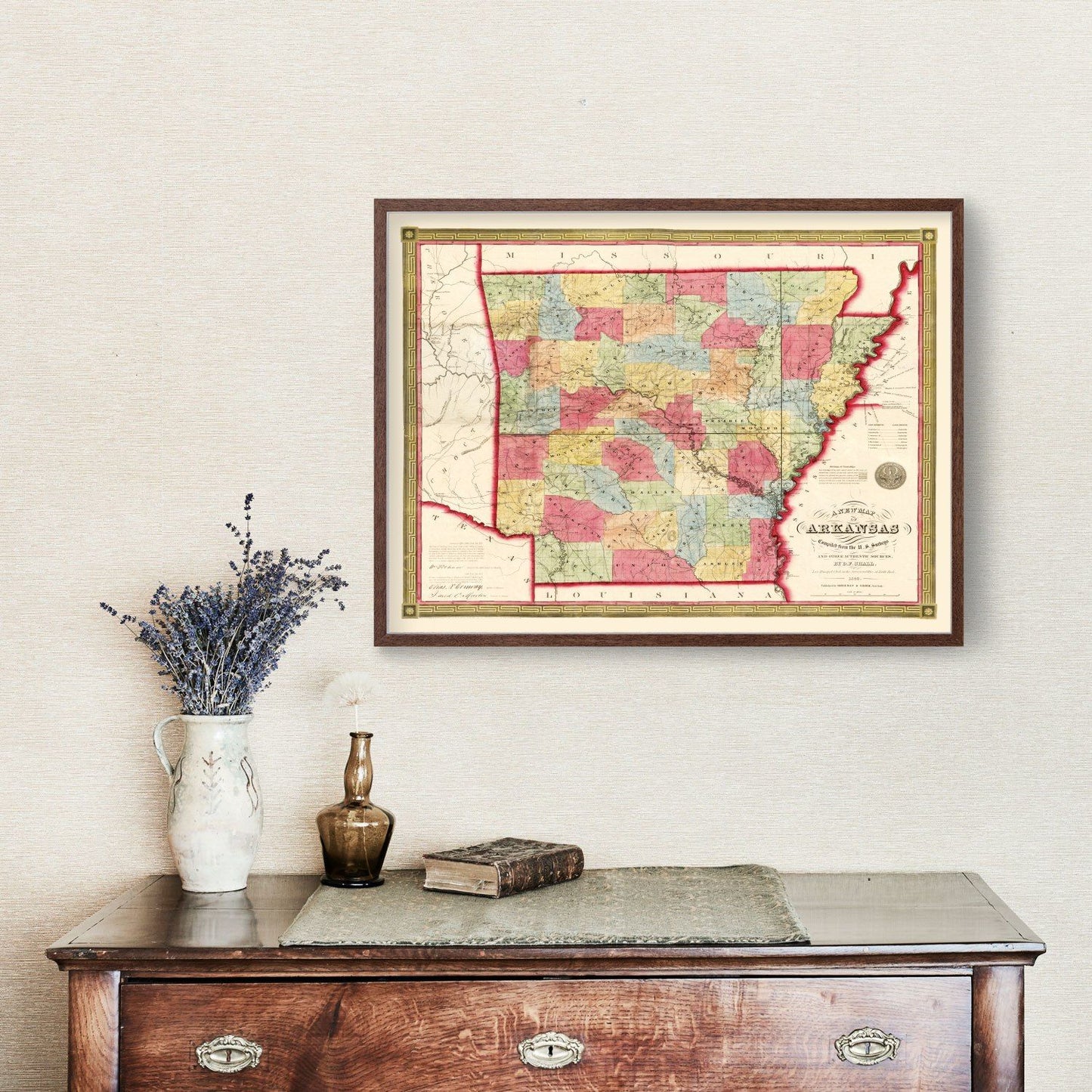 Vintage Map of Arkansas, 1852