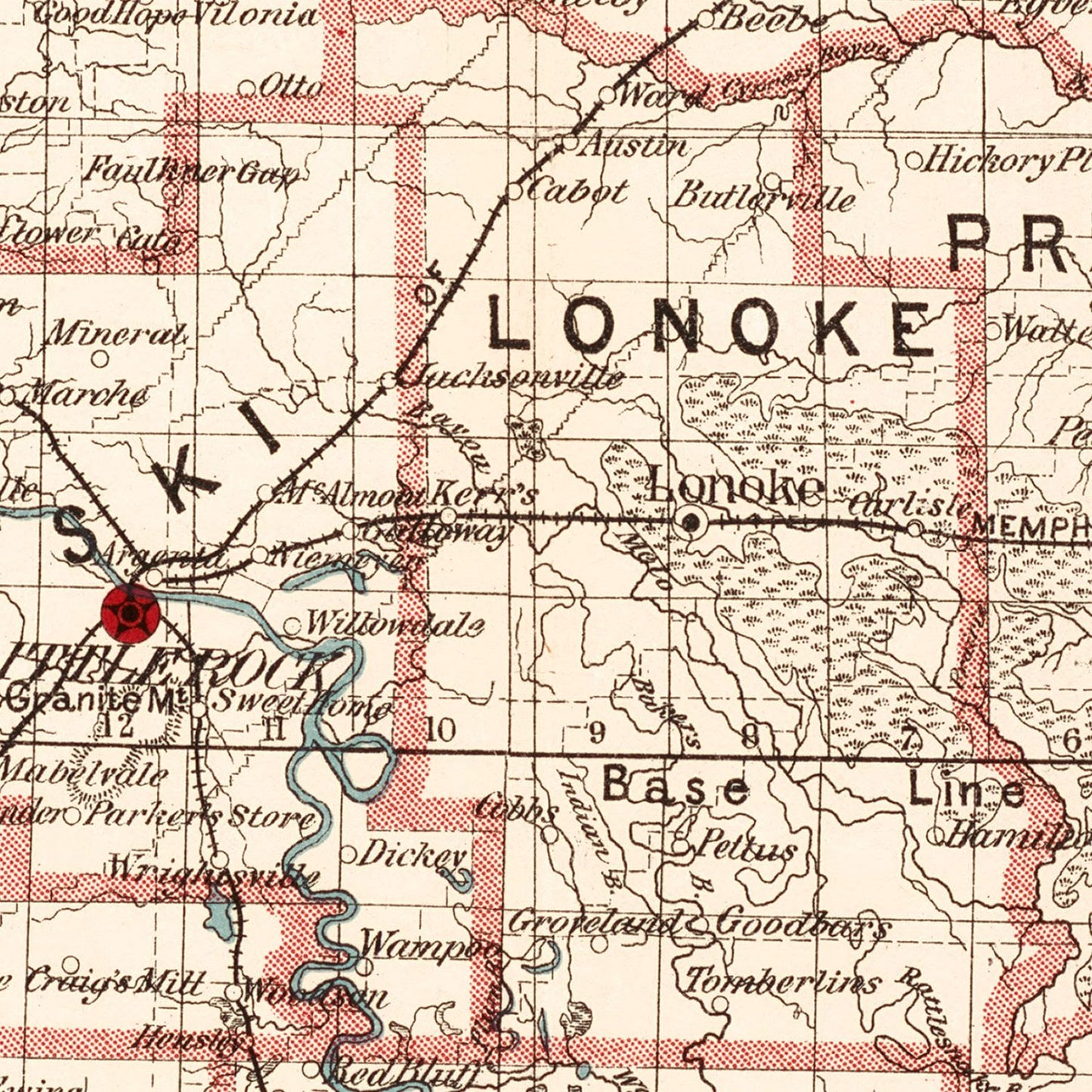 Vintage Map of Arkansas, 1886