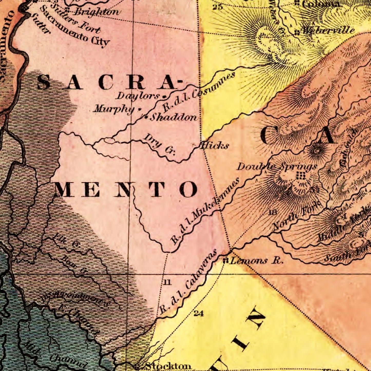 Vintage Map of California, 1851 Wall Art Print