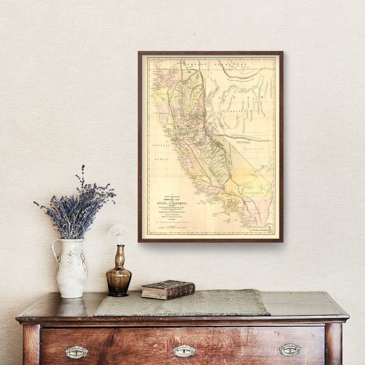 Vintage Map of California, 1851 | Wall Art