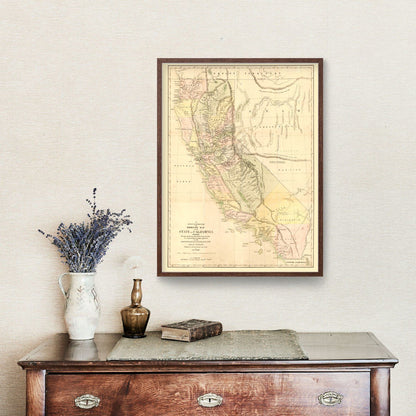 Vintage Map of California, 1851 | Wall Art