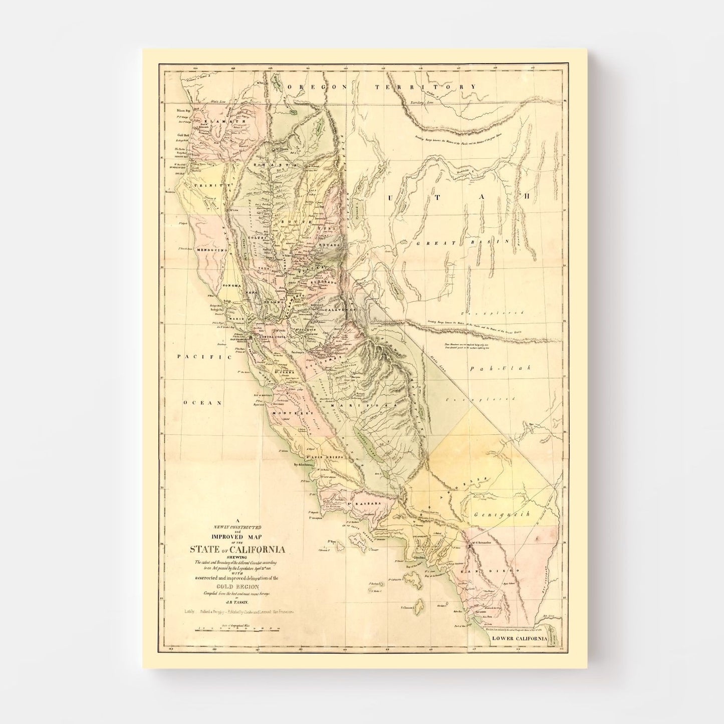 Vintage Map of California, 1851 | Wall Art