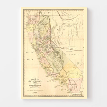 Vintage Map of California, 1851 | Wall Art