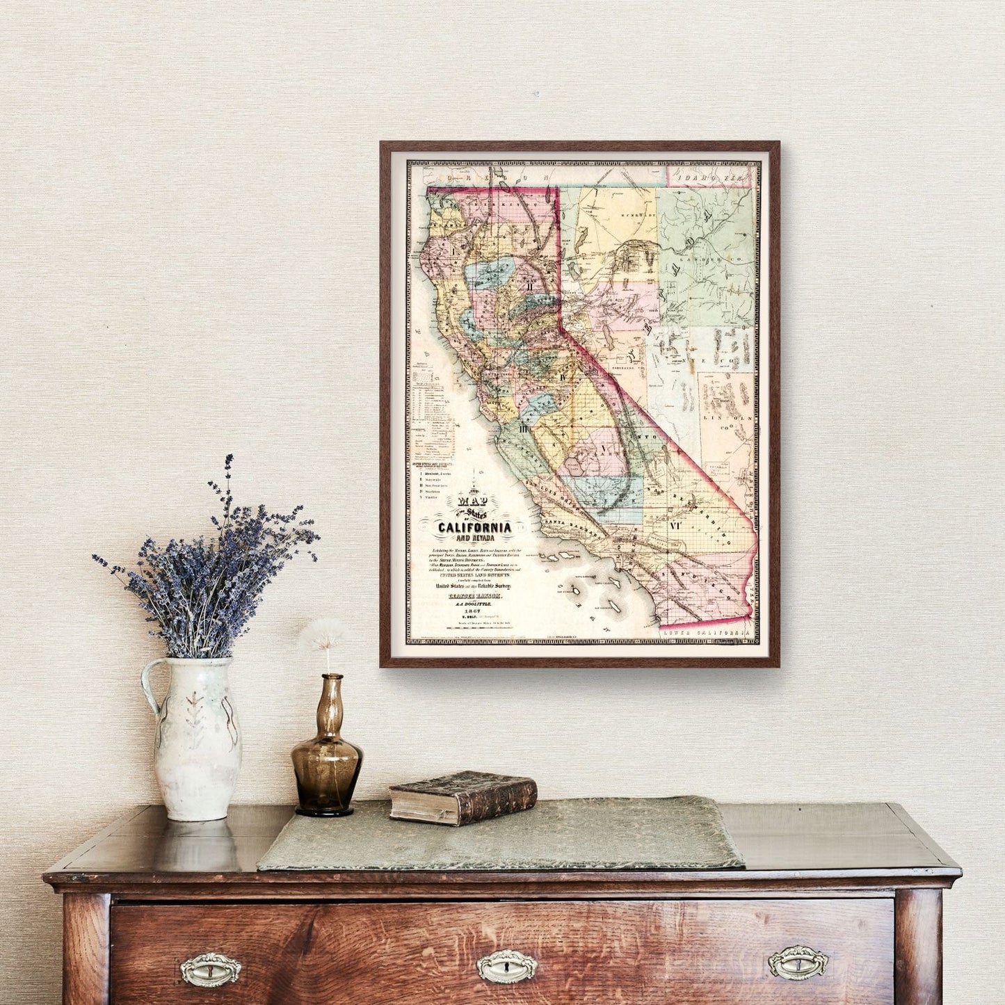 Vintage Map of California, 1867 | Wall Art