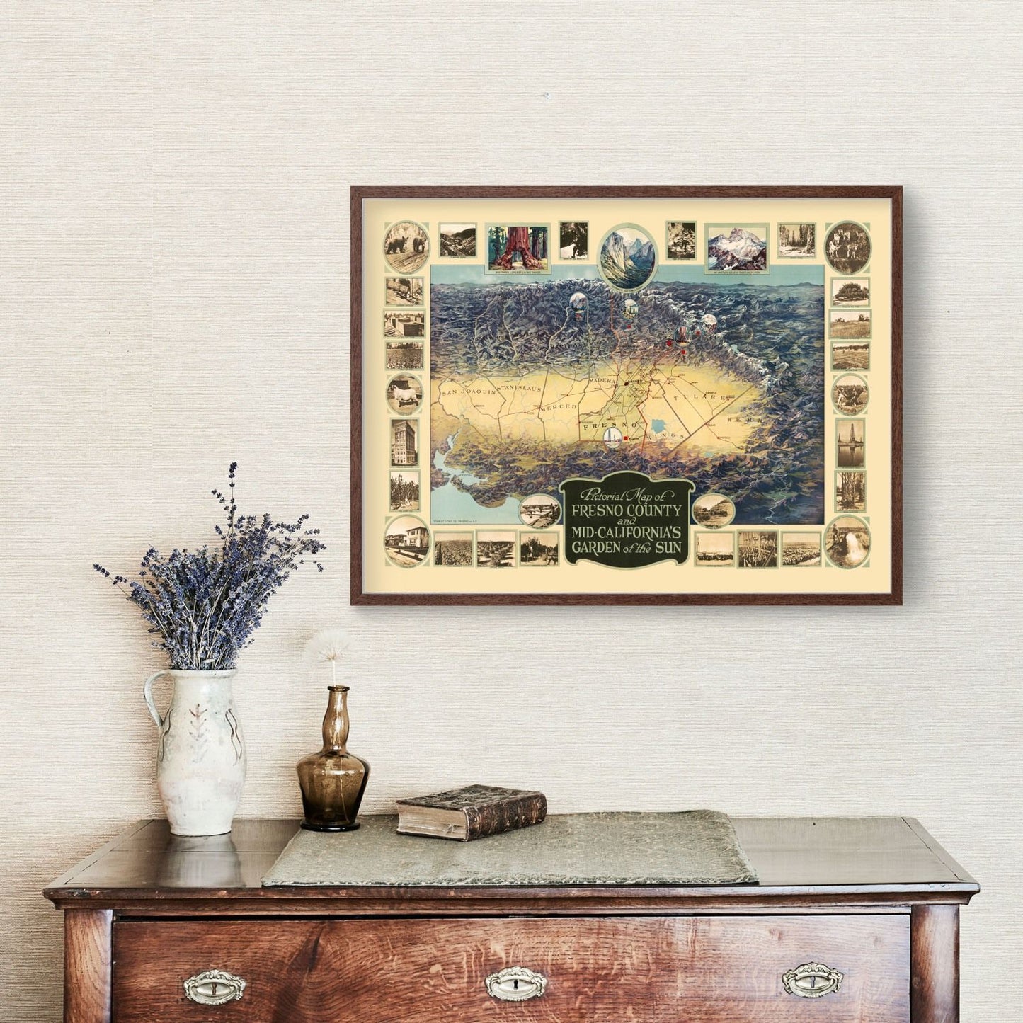 Vintage Map of Fresno County, California, 1923