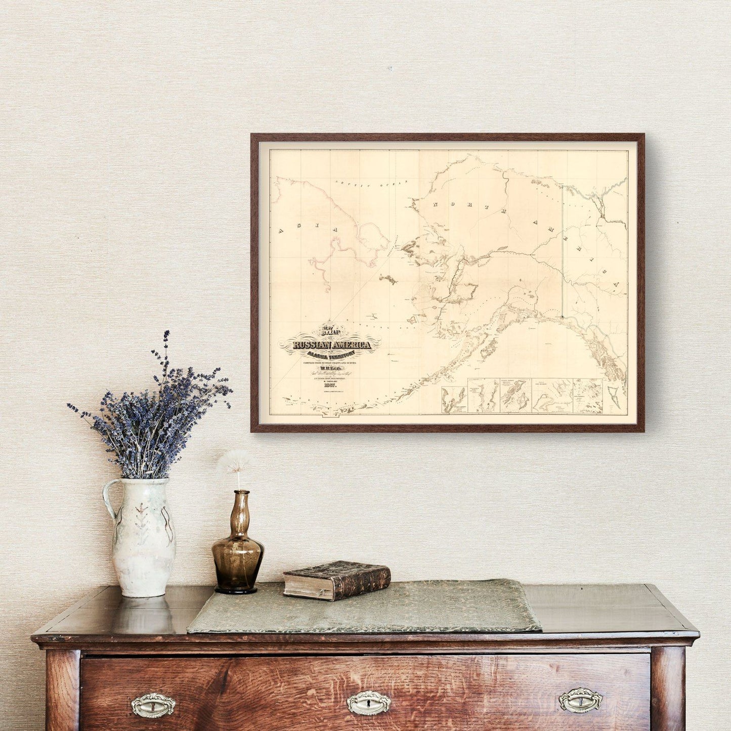 Vintage Map of Alaska, 1867 - Landscape